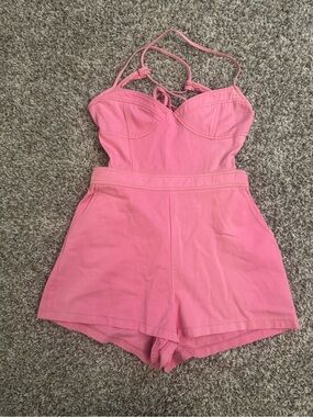 Strappy Pink Romper with Sweetheart Bodice